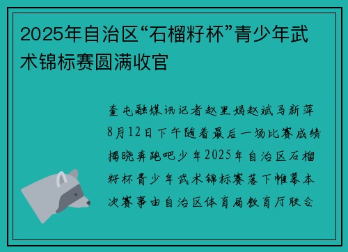 2025年自治区“石榴籽杯”青少年武术锦标赛圆满收官